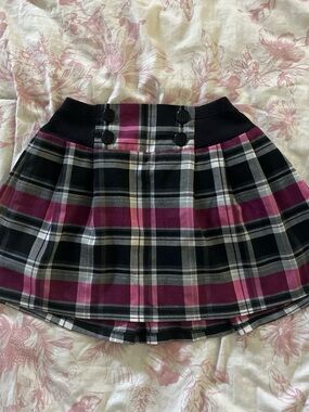 Speechless Black and Magenta Plaid Skater Skirt